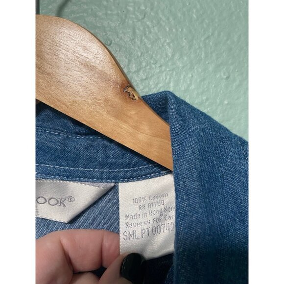 Vintage Stonybrook Women's Blue Denim Floral Button Dress with Tie Size‎ Small - Picture 8 of 10